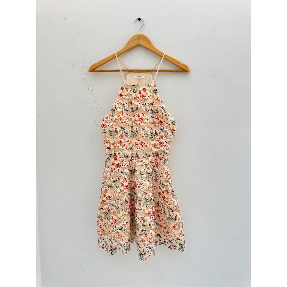 Tularosa Cyrus Cream Floral Lace Halter Mini Dress Size XS Fit & Flare Boho